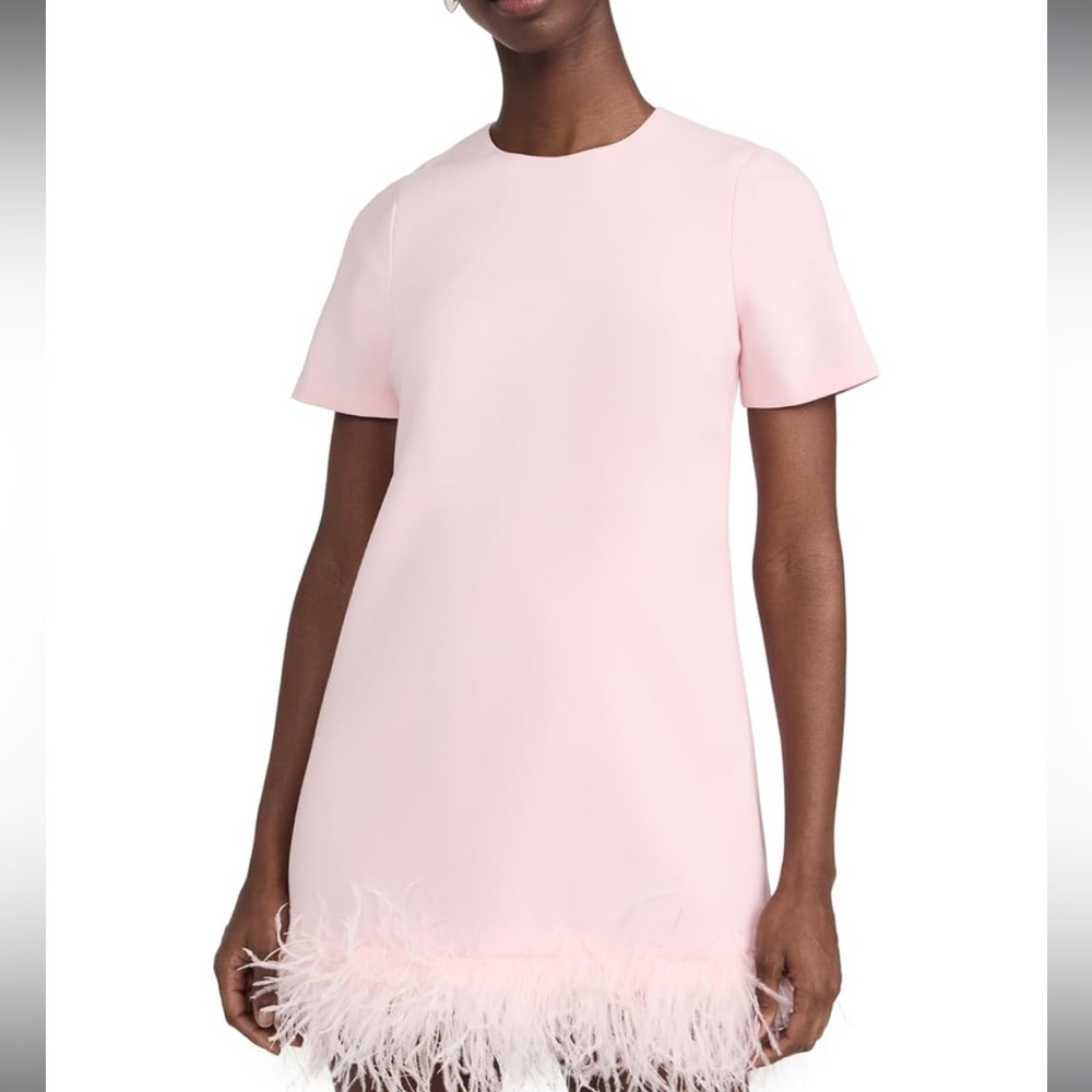 Likely NWOT Marullo Pink Feather Hem Dress